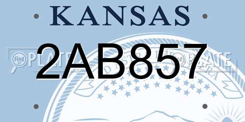 2AB857 Kansas License Plate