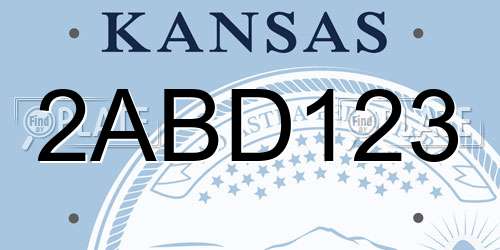 2ABD123 Kansas License Plate
