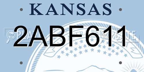 2ABF611 Kansas License Plate