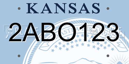 2ABO123 Kansas License Plate