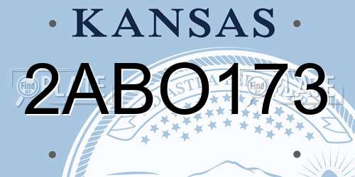 2ABO173 Kansas License Plate