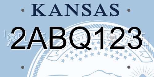 2ABQ123 Kansas License Plate