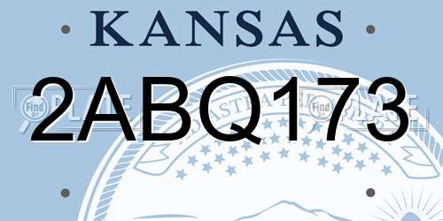 2ABQ173 Kansas License Plate