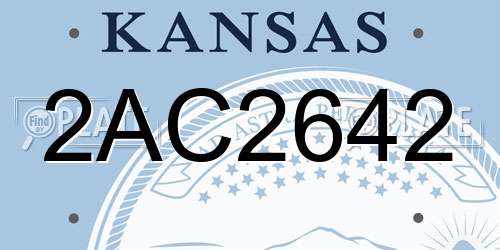 2AC2642 Kansas License Plate