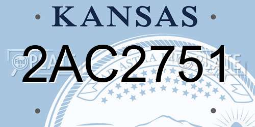 2AC2751 Kansas License Plate