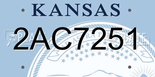 2AC7251 Kansas License Plate