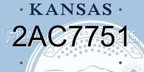 2AC7751 Kansas License Plate