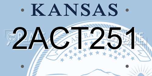 2ACT251 Kansas License Plate