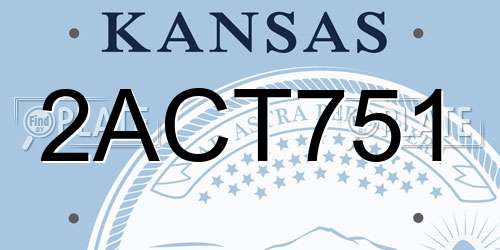2ACT751 Kansas License Plate