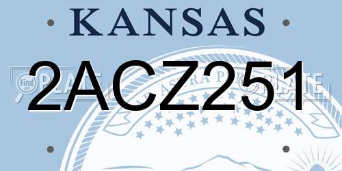 2ACZ251 Kansas License Plate