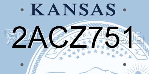 2ACZ751 Kansas License Plate