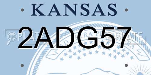 2ADG57 Kansas License Plate