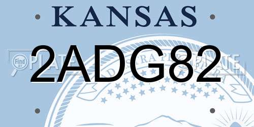 2ADG82 Kansas License Plate