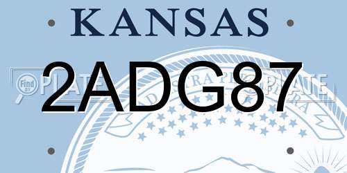 2ADG87 Kansas License Plate