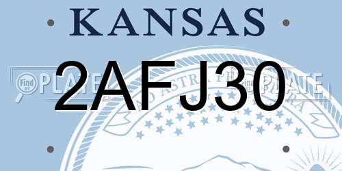 2AFJ30 Kansas License Plate