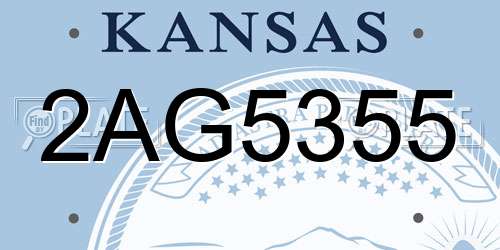 2AG5355 Kansas License Plate