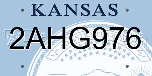 2AHG976 Kansas License Plate