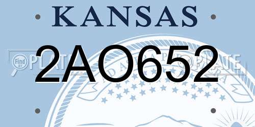 2AO652 Kansas License Plate
