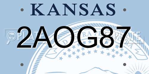 2AOG87 Kansas License Plate