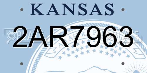 2AR7963 Kansas License Plate