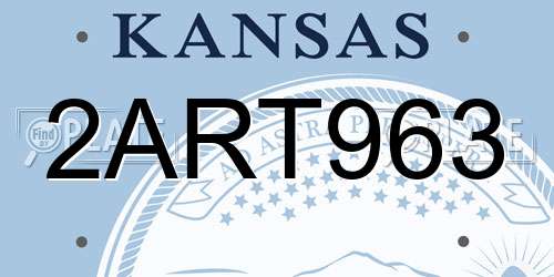 2ART963 Kansas License Plate