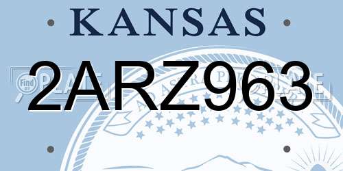 2ARZ963 Kansas License Plate