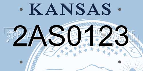 2AS0123 Kansas License Plate