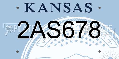 2AS678 Kansas License Plate