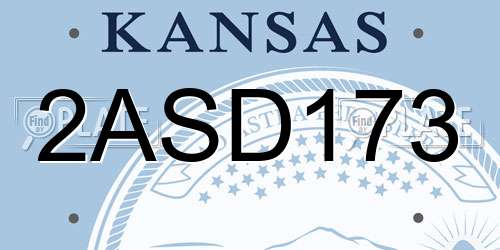 2ASD173 Kansas License Plate