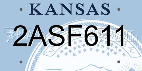 2ASF611 Kansas License Plate