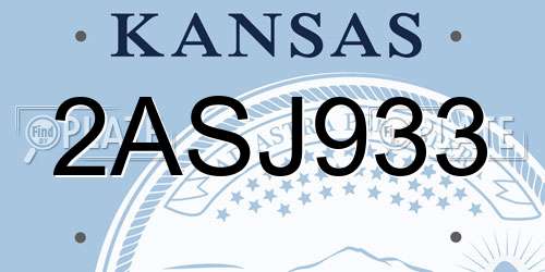 2ASJ933 Kansas License Plate