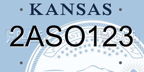 2ASO123 Kansas License Plate