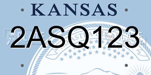 2ASQ123 Kansas License Plate