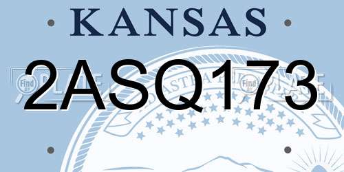 2ASQ173 Kansas License Plate