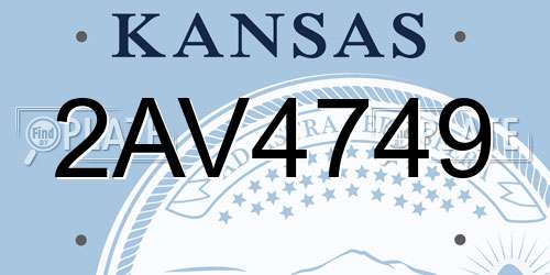 2AV4749 Kansas License Plate