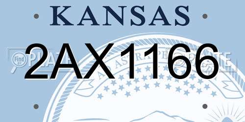 2AX1166 Kansas License Plate