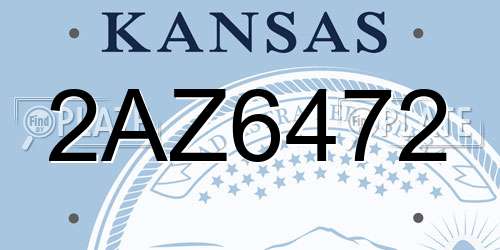 2AZ6472 Kansas License Plate