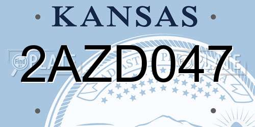 2AZD047 Kansas License Plate