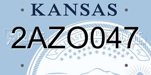 2AZO047 Kansas License Plate