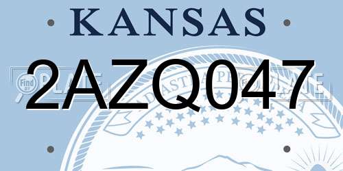 2AZQ047 Kansas License Plate