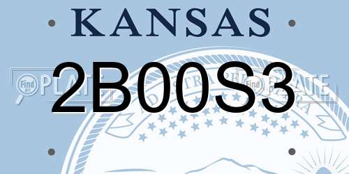 2B00S3 Kansas License Plate