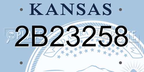2B23258 Kansas License Plate