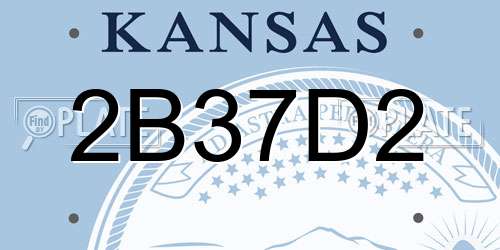 2B37D2 Kansas License Plate