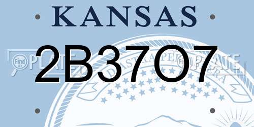 2B37O7 Kansas License Plate