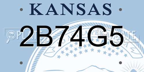 2B74G5 Kansas License Plate