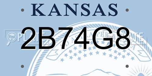 2B74G8 Kansas License Plate