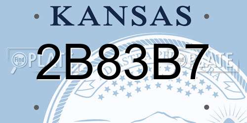 2B83B7 Kansas License Plate