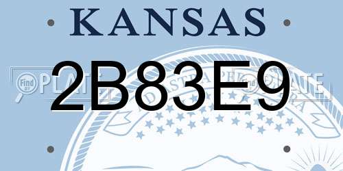 2B83E9 Kansas License Plate