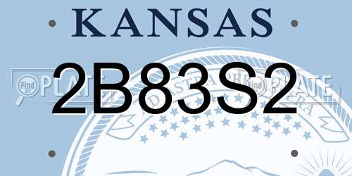 2B83S2 Kansas License Plate