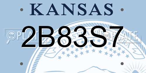 2B83S7 Kansas License Plate